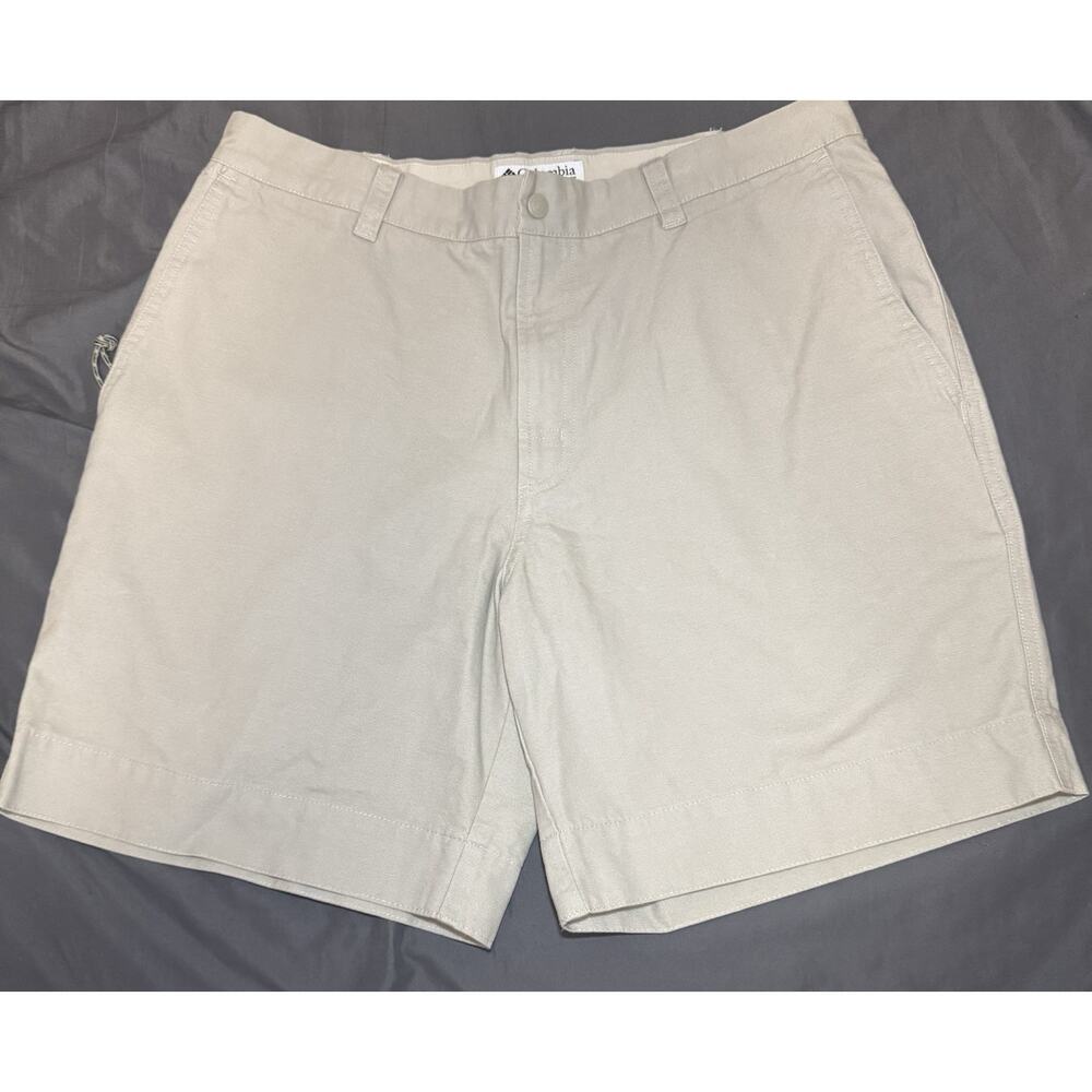 Columbia‎ Utility Shorts Mens 36 Off White Cotton Twill 7.5” Inseam